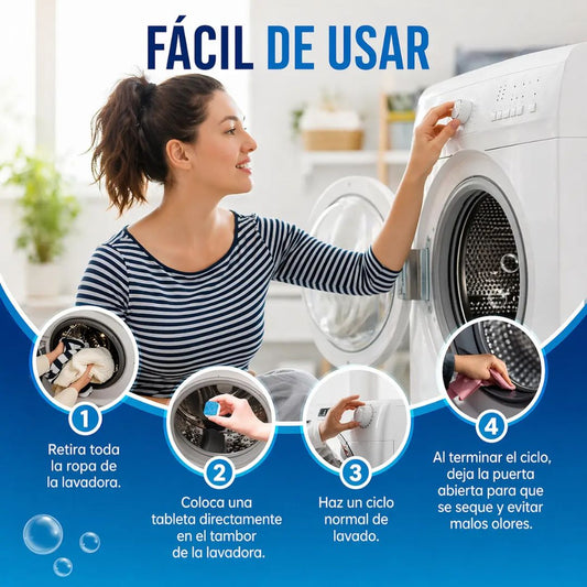 CleanTab – Una tableta. Cero olores. Lavadora como nueva (12 pastillas c/paquete)