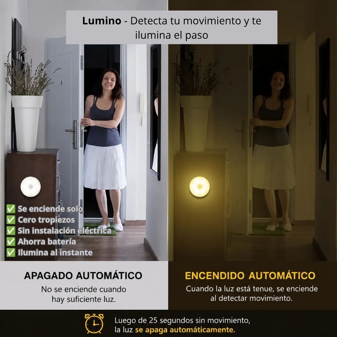 Lumino - Detecta tu movimiento y te ilumina el paso  (x3 Unidades)