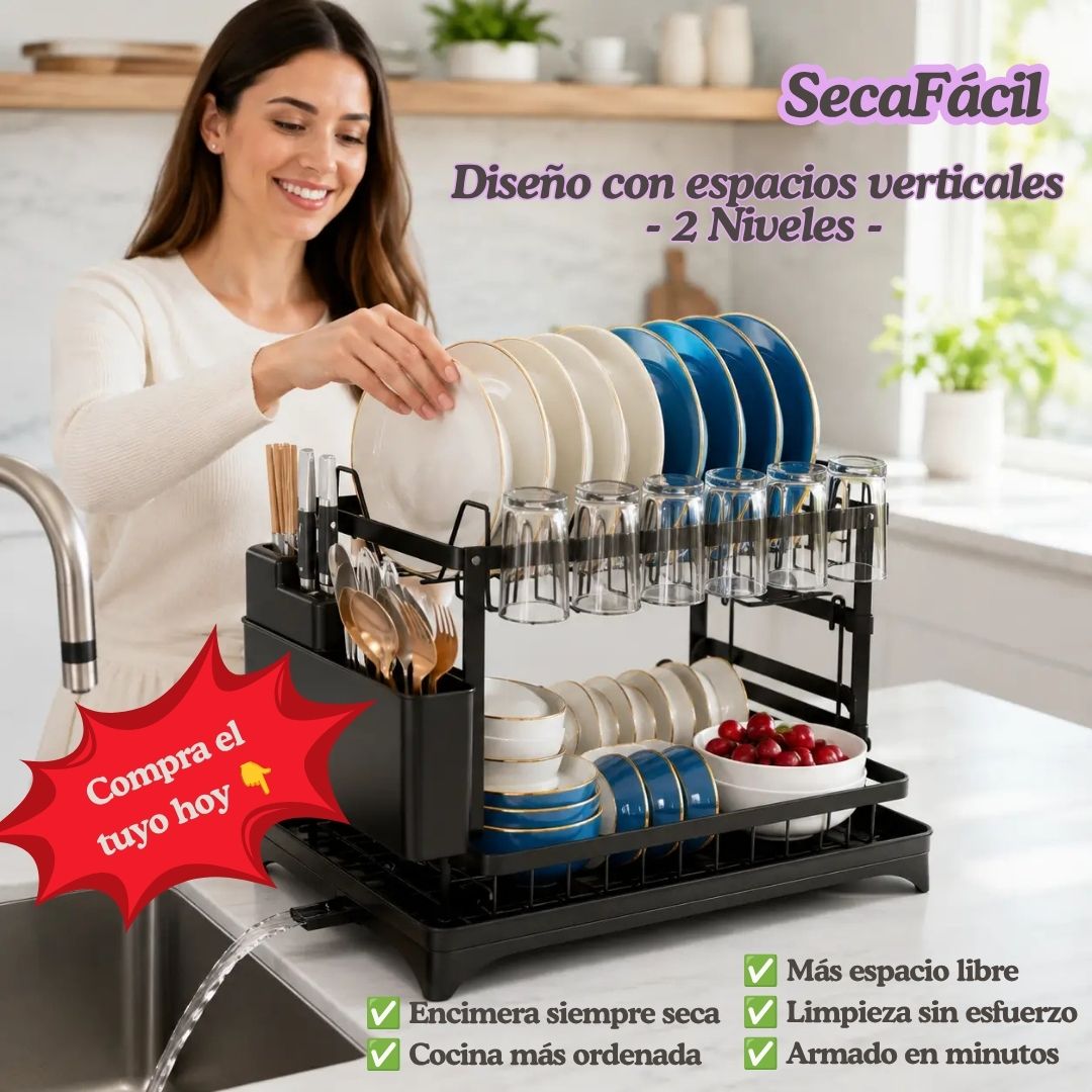 SecaFácil - Diseño con espacios verticales - 2 Niveles Acero Inoxidable