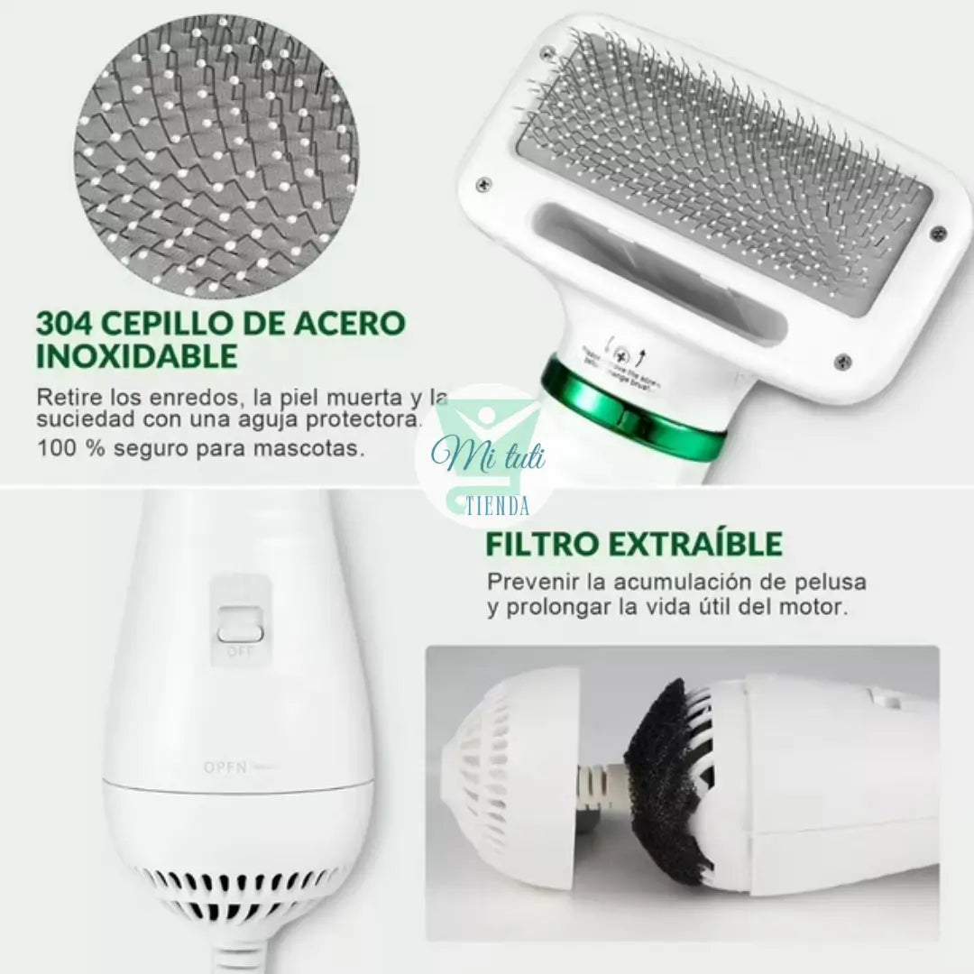 Cepillo secador de pelo para Mascotas 2 en 1