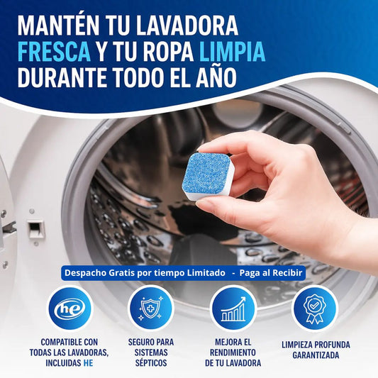 CleanTab – Una tableta. Cero olores. Lavadora como nueva (12 pastillas c/paquete)