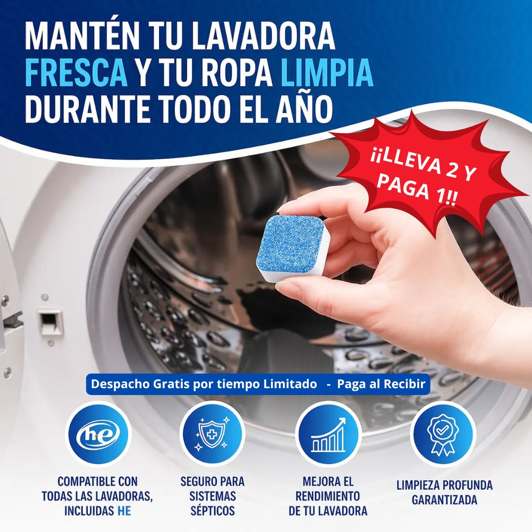 CleanTab – Una tableta. Cero olores. Lavadora como nueva (12 pastillas c/paquete)