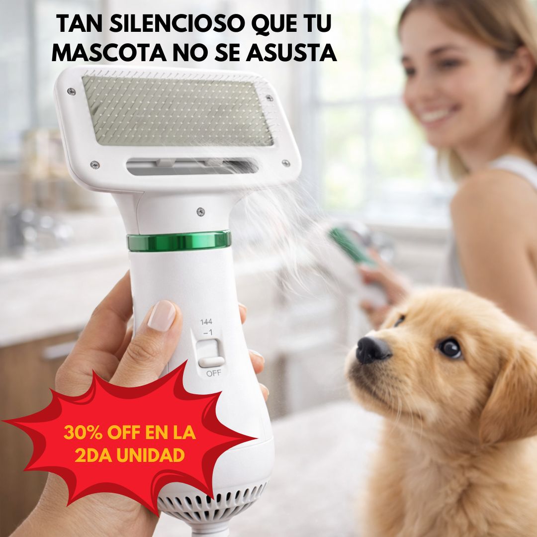 Cepillo secador de pelo para Mascotas 2 en 1